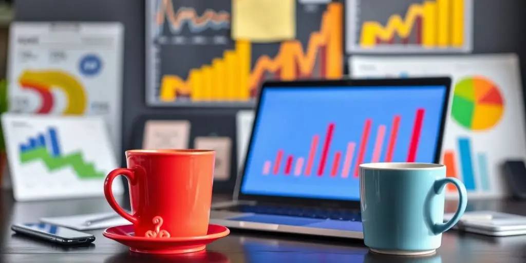 Laptop und Tasse Kaffee in einem modernen Büro