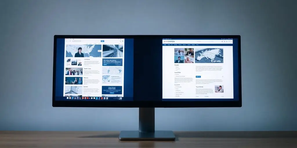 Ein Computerbildschirm mit Website und Webseite.